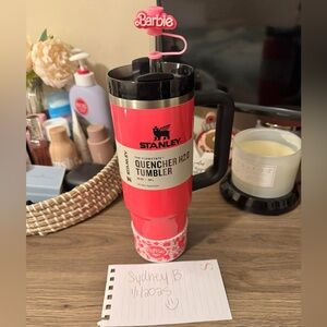 SOLD SOLD SOLD - BNWT 30 oz Electric Pink Stanley Quencher w/ accessories!